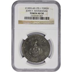 Hawaii Token. Undated (1855-1860) John T. Waterhouse. 2TE-1. Lead. Reeded Edge. AU-50 NGC.