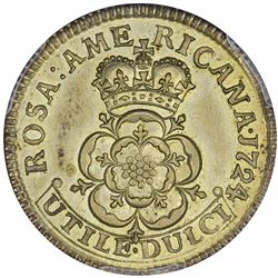 1724, 4 over 3. Rosa Americana Penny Silvered Presentation Piece. SP65 PCGS.