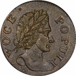 1760 Voce Populi Halfpenny. P below bust. MS64 PCGS.