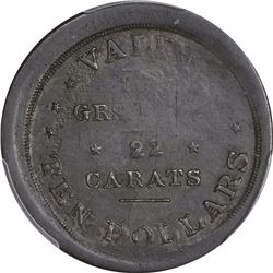 Undated (circa 1849) $10 Die Trial on Classic Head Cent 1810-1814. VF-30 PCGS.