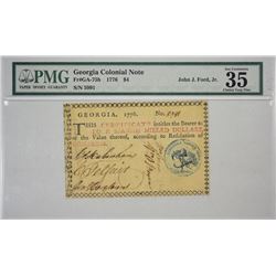 GA-75b. 1776. $4 Colonial Note. PMG Choice Very Fine 35.