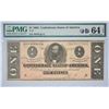 Image 1 : T-71, PF-1. 1864 $1 Confederate Note. PMG Choice Uncirculated 64 EPQ.