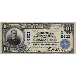 Pensacola, Florida. American NB. Fr. 633. 1902 $10 Plain Back. Charter 5603. Choice Very Fine.