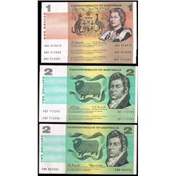 Australia, QEII One - Two Dollars, Accumulation, 1966-67, (R.72, 81, 82)