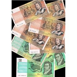 Australia, QEII One - Two Dollars, Accumulation, 1966-67, (R.72, 73, 78, 82, 89)