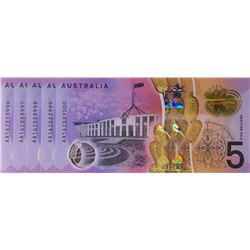Australia, QEII, Five Dollars, 2016, Stevens/Fraser, (R.---), AA162888996-9000, First Prefix