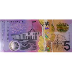 Australia, QEII, Five Dollars, 2016, Stevens/Fraser, (R.---), AA162889014-15, First Prefix