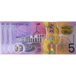 Australia, QEII, Five Dollars, 2016, Stevens/Fraser, (R.---), AA162889011-13, First Prefix