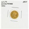 Image 1 : 1857 $1 Indian Princess Head Gold Dollar Coin