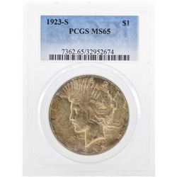 1923-S $1 Peace Silver Dollar Coin PCGS MS65