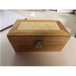 HAND MADE WOOD BOX AND CONTENTS