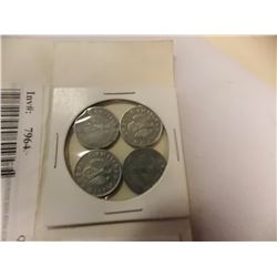 COINS - NAZI GERMAN EAGLE AND SWASTIKA ZINC COIN 1942 - 4 COINS TTL