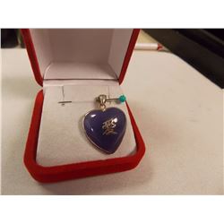 PENDANT- STERLING SILVER HEART WITH ORIENTAL SYMBO L