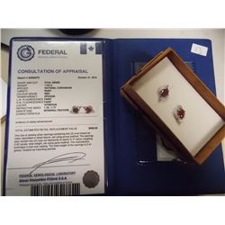 EARRINGS - NEW 1.5 TCW OVAL FACET RUBIES & DIAMONDS IN STERLING SILVER SETTING - POST & BUTTERFLY  -