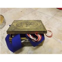 VINTAGE BOX AND CONTENTS- SOFT BALL MEDALS 1989 - AND MORE