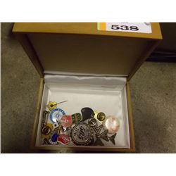BOX ASSORTED COLLECTABLE PINS