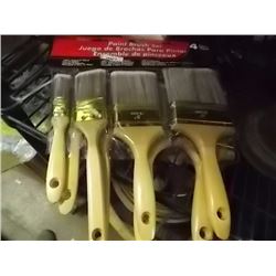 NEW PAINT BRUSHES - 4 PC PKG - RED WITH POLY WRAP