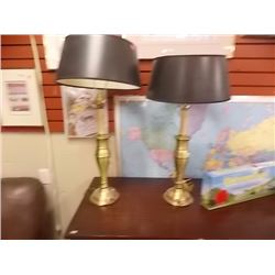 BRASS TABLE LAMP - BLACK SHADES