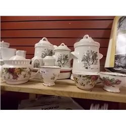 SHELF - CANNISTER SET & COLLECTABLE DISHES