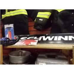 SHELF LOT - PANS, SIGN & FLAG