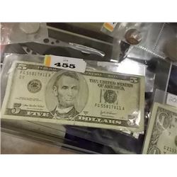 USA CURRENCY - $5 NOTE (2003A) USA CURRENCY - $5 NOTE (2003A)