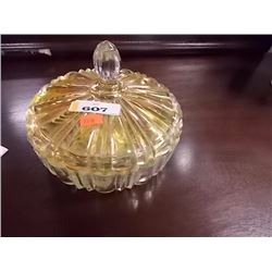 VINTAGE AMBER GLASS COVERED DISH