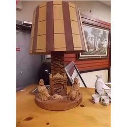 HAND MADE CEDAR LAMP WITH CEDAR LAMP SHADE