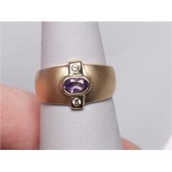 14K Amethyst  Diamond Ring