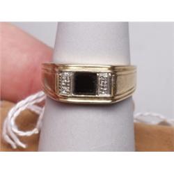 10K Onyx and Diamond Ring