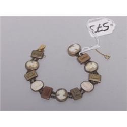 Antique Cameo and Lava Stone Bracelet