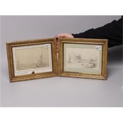 Two British 19th C Pencil Drawings