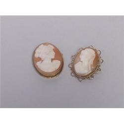 Two Vintage Gold Framed Cameos