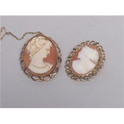 Two Vintage Gold Framed Cameos