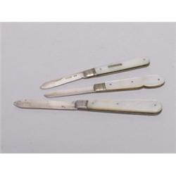 3 English Sterling Fruit Knives Sheffield