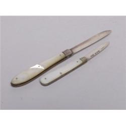 2 English Sterling Fruit Knives Birmingham