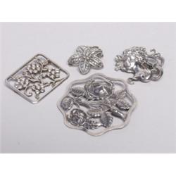 Four Handmade Sterling Brooches