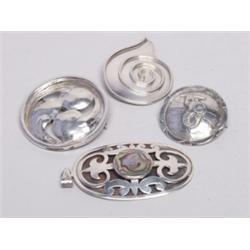 Four Handmade Sterling Brooches