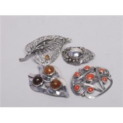 Four Handmade Sterling Brooches