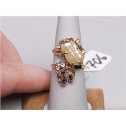 Two Fine Gold Rings With Pearl & Gems