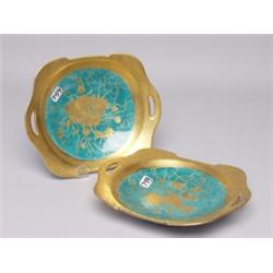 Pair Signed Gilt Art Deco Plates