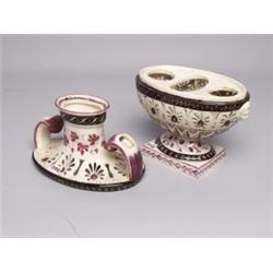 18th C Lustred Pearlware Inkstand