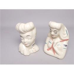 Two Heavy Ceramic Head Vases