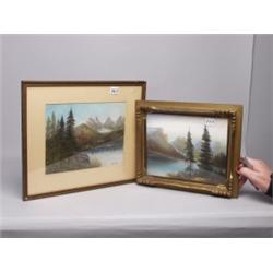 Two Pastel Paintings Rockies  