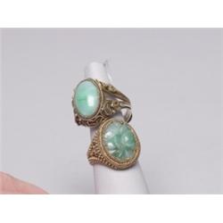 Two Sterling and Jadite Rings