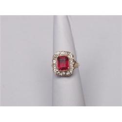 10K Synthetic Ruby & Zircon Ring
