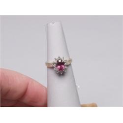 10K Rhodonite Garnet & DFiamond Ring