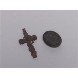 Two Items Victorian Bog Oak Carving