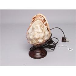 Antique Carved Cameo Shell Lamp 
