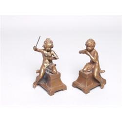 Pair Bronzed Metal Young Musicians