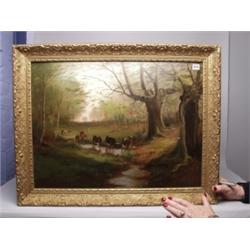 19th C. American Stipple Oil on Panel